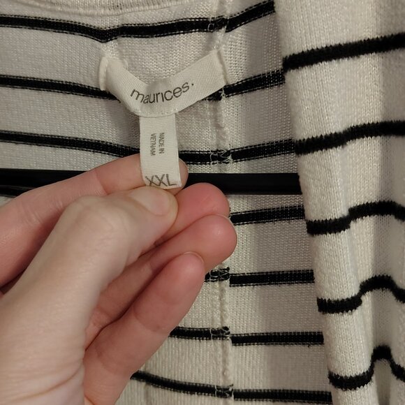Maurices XXL White With Black Stripes Cardigan - Picture 2 of 3